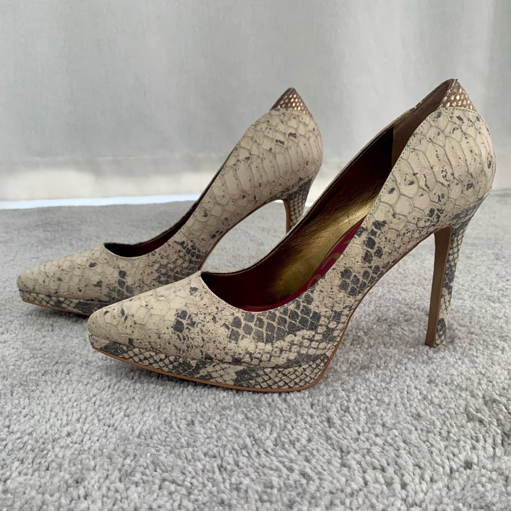 Sam Edelman Celia Leather Snakeskin Pumps - Picture 2 of 8